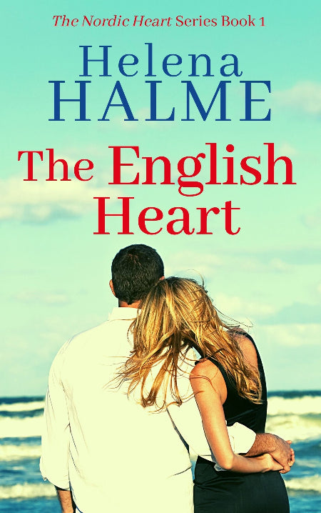Book cover of 'The English Heart' by Helena Halme with a couple on a beach.