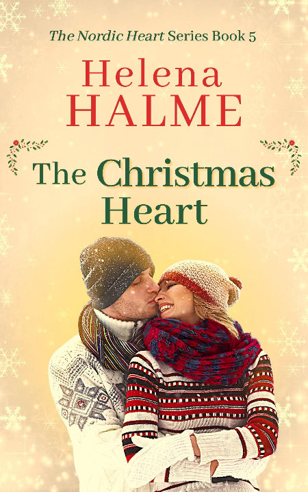 Book cover of 'The Christmas Heart' by Helena Halme featuring a couple in winter clothing.