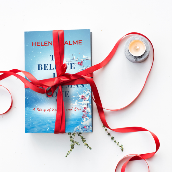 Book titled 'The Believe' by Helen Alme with a red ribbon on a white background